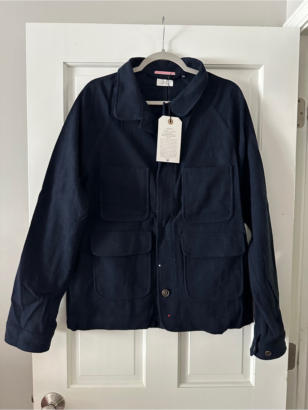 NWT Apolis Global Citizen Indigo Wool Chore Jacket Long Sleeve Button Up